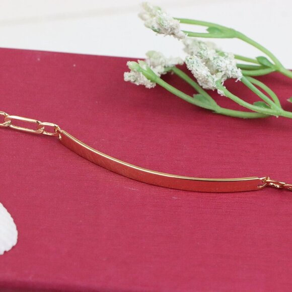 "Sleek Rose Gold Polished Chain Bracelet in High Quality Brass, XPBL1138 - Picture 2 of 13